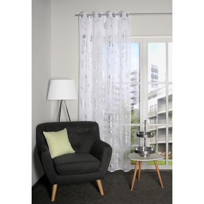 Gardine HOME WOHNIDEEN "TREA, 1 Stück, Ösen, halbtransparent, Silber-Blumen Druck", silber, B:135cm H:245cm, Polyester, Polyester, Gardinen, Gardine, bedruckt