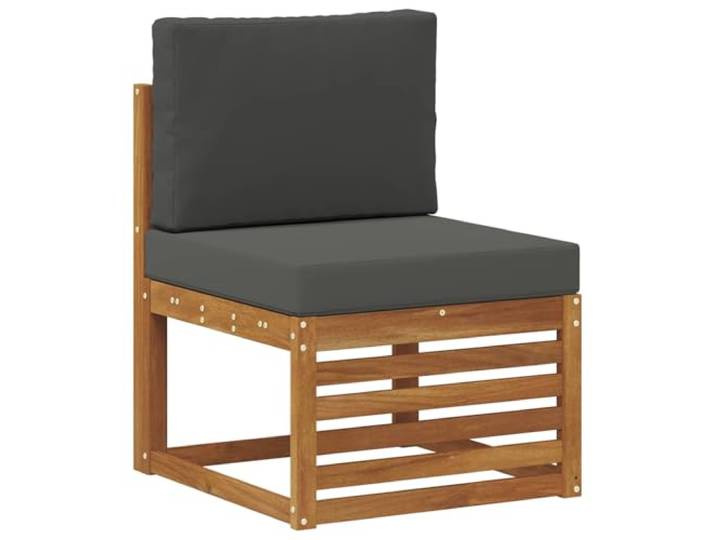 KTHLBRH Sektionales Sofa-Set, 6-teilig, Massivholz, Akazienholz Modular für Terrasse, abnehmbare Kissen, wetterfest, pflegeleicht
