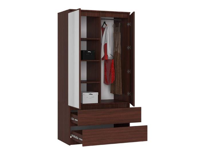 Raumhirsch Furniture Kleiderschrank Moderner Kleiderschrank in Wenge - Stilvolle Optik - Stauraum Hochwertige Materialien, kratzfest, vielseitig einsetzbar, Spiegel