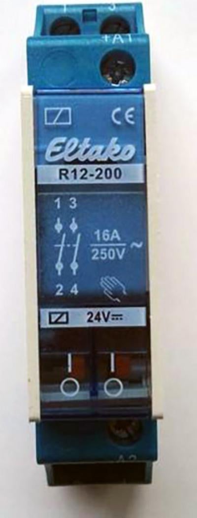 Eltako R12-200-24V DC schakelrelais met 2 contacten en 16A