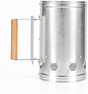 Inspire Daily Merch Portable Stainless Steel Barbecue Fire Starter With Handle Quick Charcoal Ignition For Camping & Picnic silver