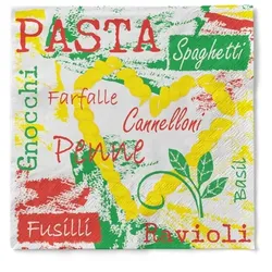 Sovie HOME Serviette Pasta aus Tissue 33 x 33 cm, 20 Stück - Italienisch essen Pasta