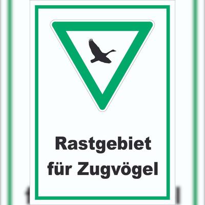 HB-Druck Rastgebiet für Zugvögel Schild A2 Rückseite selbstklebend