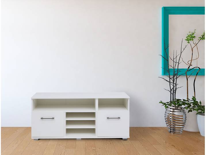 Kombikommode PRIESS Lissabon , weiss (lichtweiß), B:123cm H:55cm T:38cm, Holzwerkstoff, Sideboards, Kombikommode