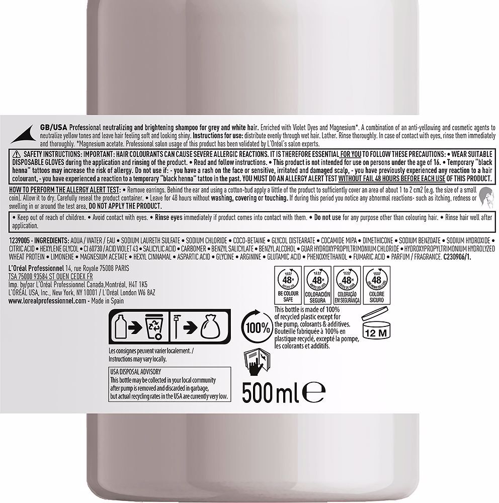 L'Oréal Professionnel Paris Shampoing Argent 500 ml