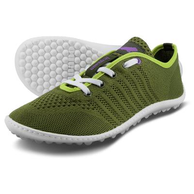 Barfußschuh LEGUANO "GO", Damen, Gr. 43, grün, Textil, Schuhe Barfußschuh, Freizeitschuh, Halbschuh, Schnürer mit 360 Grad Halbkugelsohle