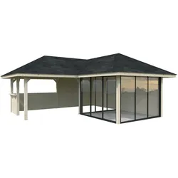 Palmako Pavillon Bianca 24,9 m2 Set 210 Slide - 28 mm naturbelassen