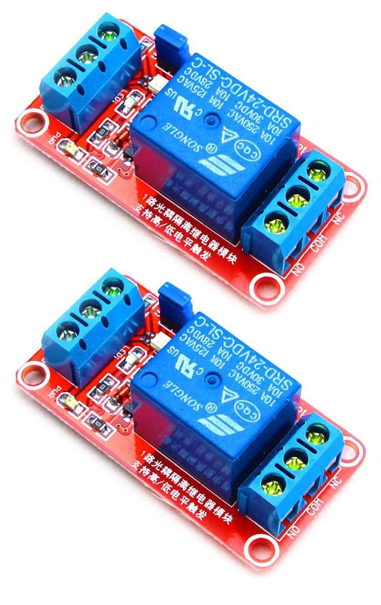 Dripio 24V 1-kanaals relaismodule met optokoppelaar, 2 stuks