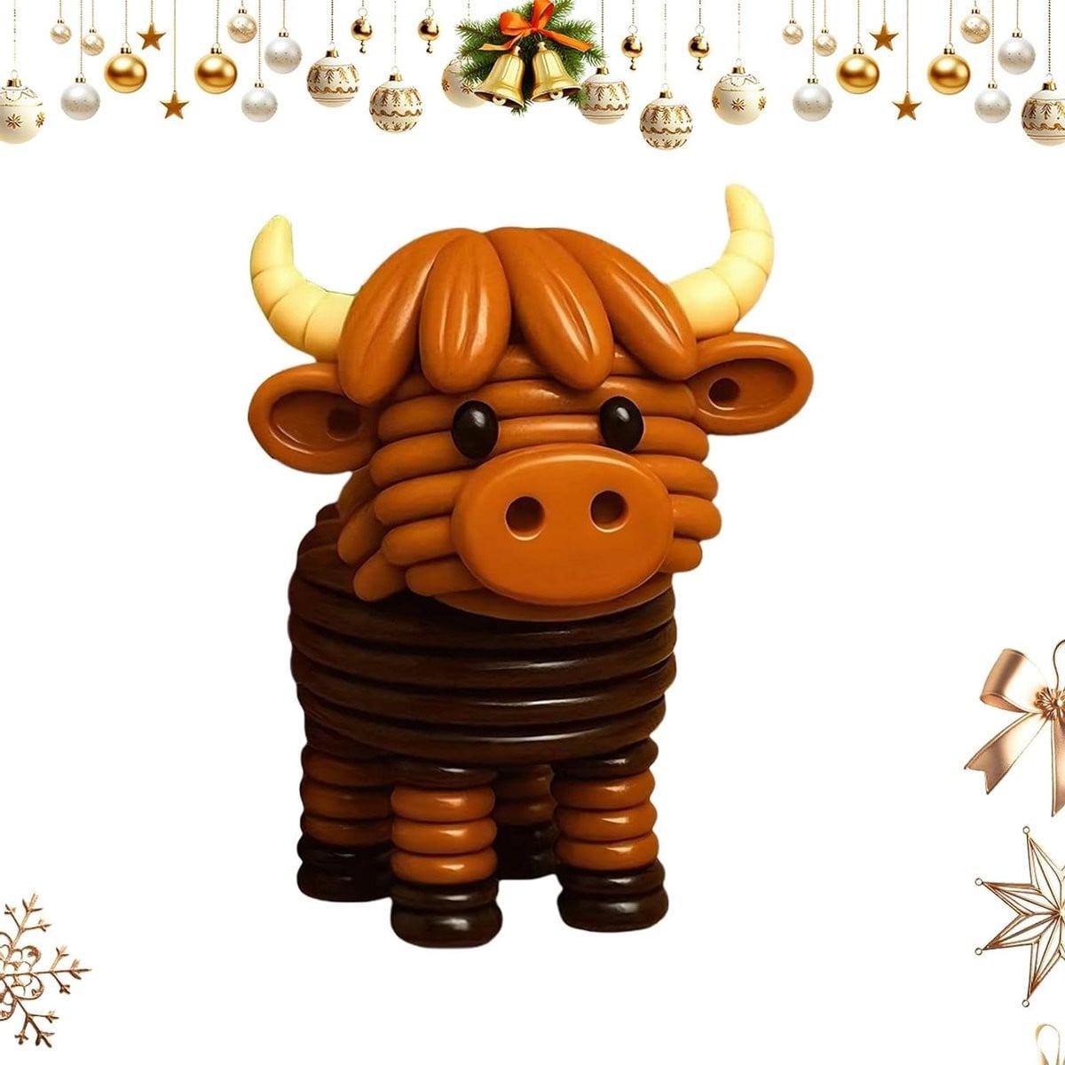 Handgemaakte Koe Dieren Knop Decoratie Bruin 4 x 5 cm