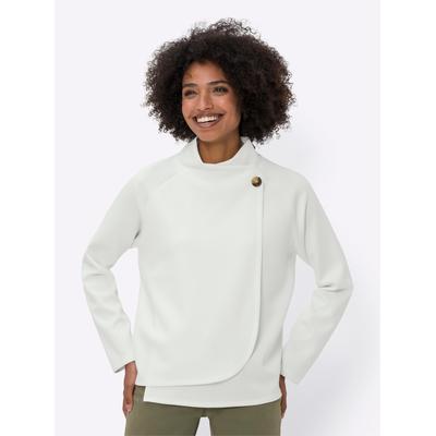 Sweatshirt HEINE, Damen, Gr. 40, beige (ecru), 50% Modal, 44% Polyester, 6% Elasthan, unifarben, Rundhals, Sweatshirts Sweatshirt