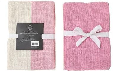 IH Casa Decor 3 Pack Dual Waffle Kitchen Towel Set (Blush)