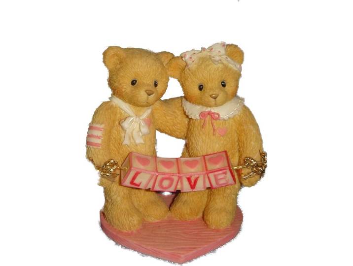 Cherised Teddies - 203076 - Bears With Love Letters Mini Double Figurine