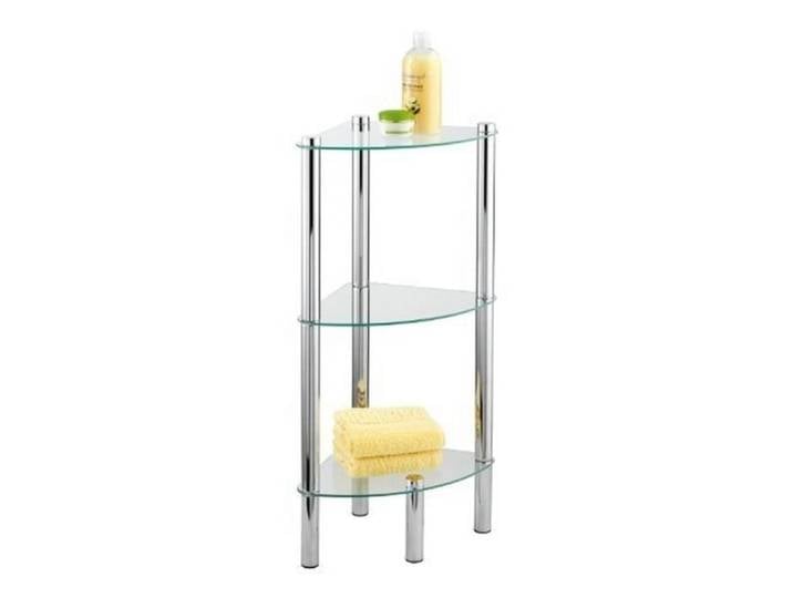 WENKO Étagère Angle Salle de Bain sur pied 3 niveaux exclusive Yago Acier Inox - Verre trempé 30x30x74 cm Brillant