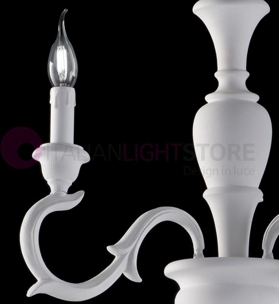Nabucco Lampadario Shabby A 3 Luci In Legno Bianco