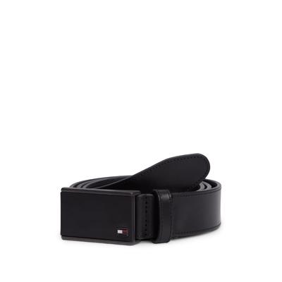 Ledergürtel TOMMY HILFIGER "BUSINESS PLAQUE 3.5 cm", Herren, Gr. 90, schwarz, Leder, Gürtel Ledergürtel