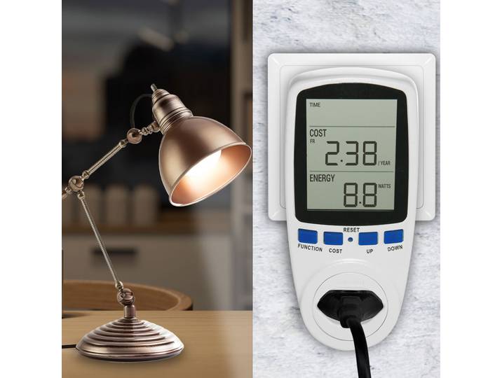 Doppeltarif Energiekostenmessgerät, Digital, bis 2500 Watt