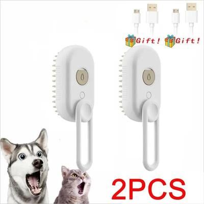 Inspire Essentials 3 In 1 Steam Pet Grooming Brush For Cats And Dogs Hair Removal Comb 4
