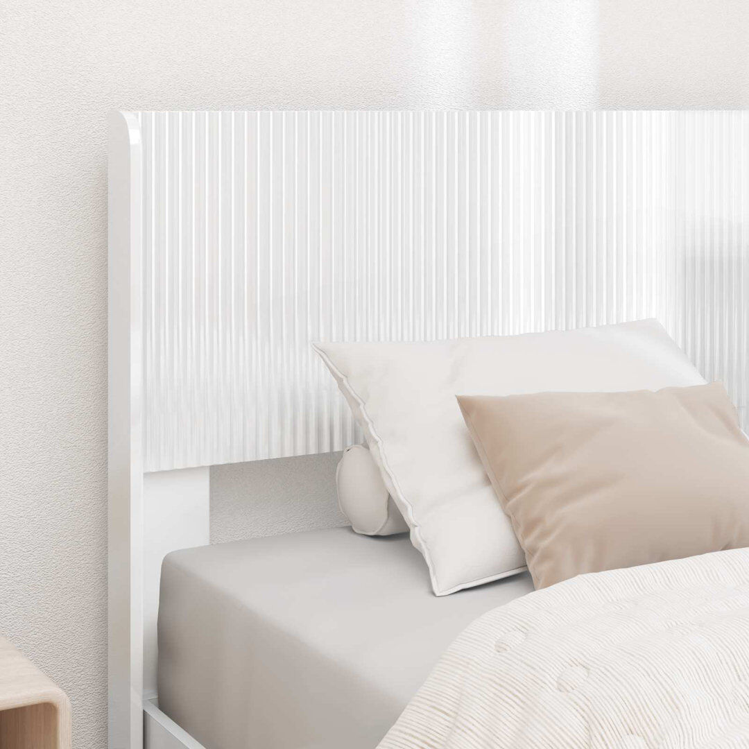 Brayden Studio Panel Headboard High Gloss White Single (3')