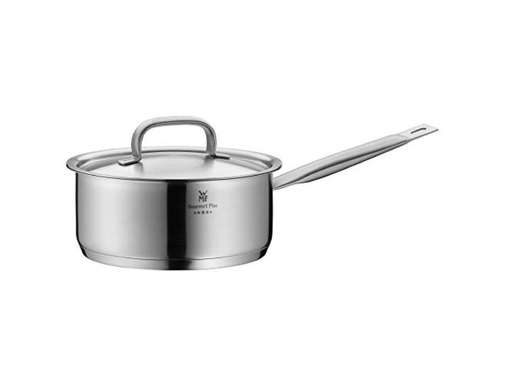 WMF Gourmet Plus Stielkasserolle 20cm, kleiner Topf mit Metalldeckel mit Dampföffnung, Kochtopf klein 2,5l, Induktion, Cromargan Edelstahl mattiert, Innenskalierung