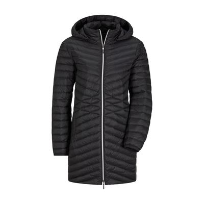 Winterjacke GOLDNER "Gefütterter langer Mantel mit Kapuze", Damen, Gr. 38, schwarz, Obermaterial: 100% Polyamid PA., Modisch, gerade, Jacken Winterjacke, mit femininer Steppung