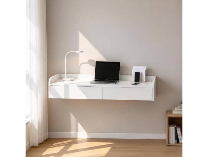 PGZMDTWI Schwebender Schminktisch, Wandtisch, Stauraum Geräumige Schubladen, Moderner Minimalistischer Stil für Schlafzimmer, Wohnzimmer(A,WITHOUT CABINET_120 CM47.24 IN)