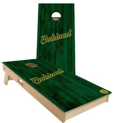 Skip's Garage Oakland Vintage Baseball Outdoor Cornhole Board Set