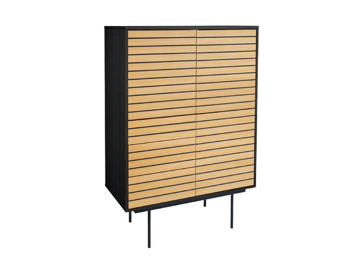 Design Highboard „Stripe“ Eiche Natural, Schwarz MR.WOOD