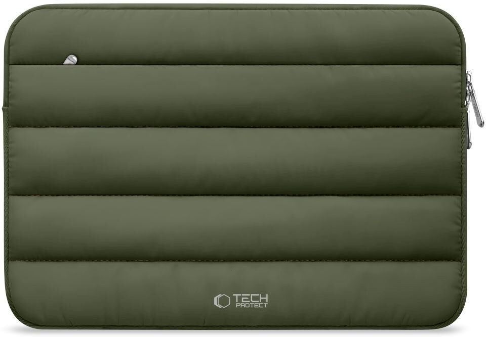 Tech-Protect Fluffy MacBook / Laptop 15-16" (27 x 38cm) Sleeve m. Ekstra Lynlåslomme - Mørkegrøn