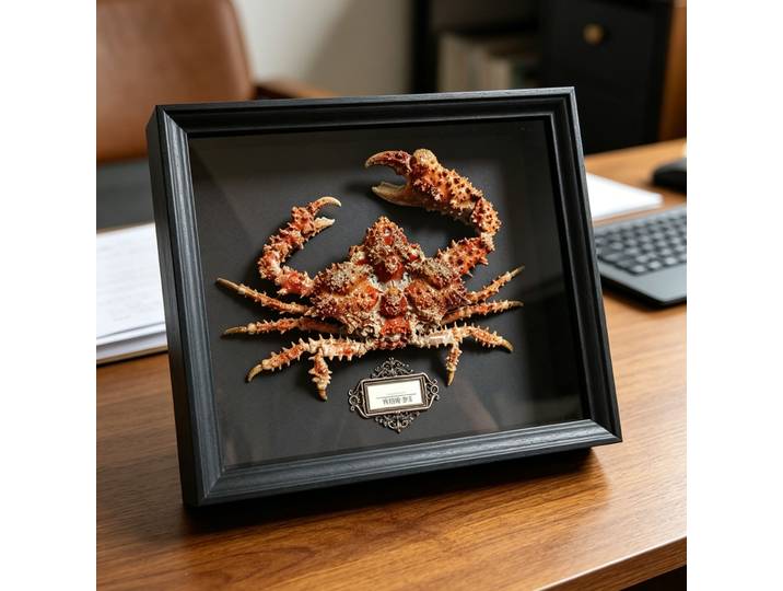 Taxidermie de crabe encadrée authentique, spécimen Daldorfia Horrida dans une boîte à ombre, décoration unique pour la maison ou le bureau, cadeau idéal