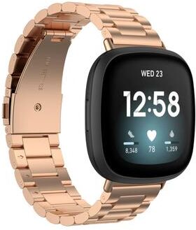 Everyday Crate Fitbit Versa 4 Sense 2 Versa 3 Sense Stainless Steel Watch Band Adjustable Metal Replacement Strap rose Gold