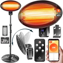 KESSER® Infrarot Heizstrahler 2000W Terrassenstrahler mit WIFI & Fernbedienung 360° drehbar, höhenverstellbar, Stand- & Wandmontage Kippschutz, IPX4 spritzwassergeschützt Wärmestrahler Balkon & Garten
