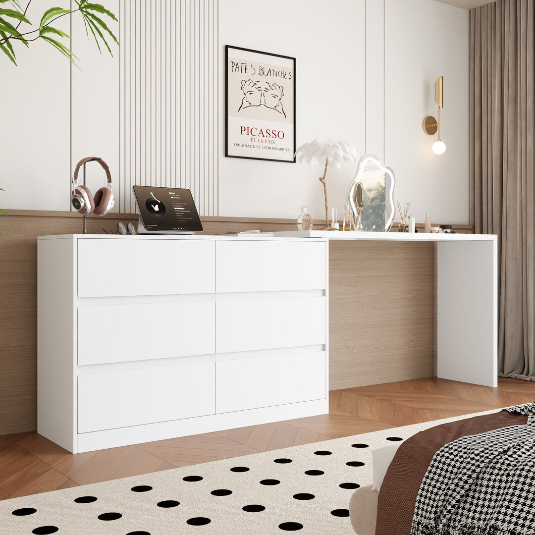 17 Stories Dressing Table White 80cm H X 120cm W X 40cm D