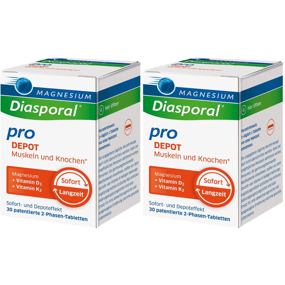 Magnesium-Diasporal Pro Depot Muskeln und Knochen Doppelpack 2x30 St Tabletten