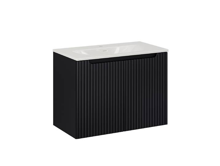 Meuble simple vasque encastrée 80cm 2 portes Riva Noir
