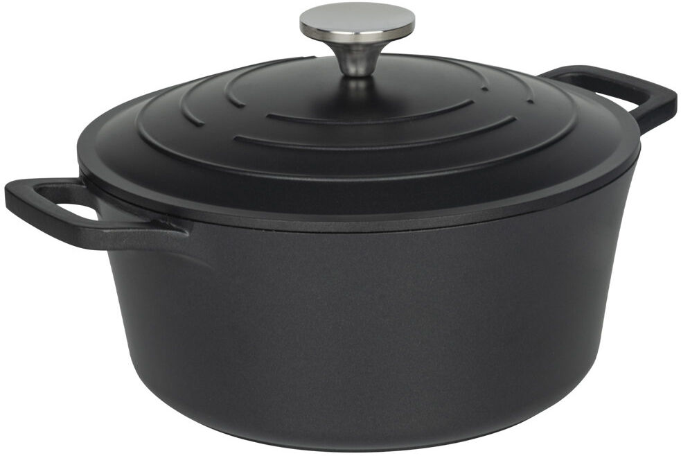 Grunwerg Commichef Non-Stick Cast Aluminum Round Dutch Oven Black 5l