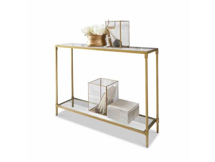 LOBERON Konsole Ninove , messing/klar stilvolles Interieur, Schlicht elegante Form, Eisen mit messingfarbenem Finish, Sehr geringe Tiefe