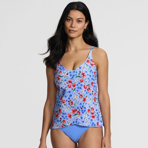 Tankinitop mit Tulpensaum chlorresistent für Damen, Damen, size: regular, Blau, Nylon-Mischung, by Lands' End