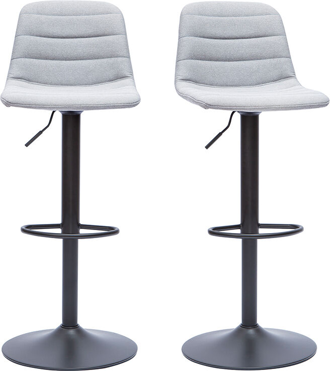 Miliboo Verstellbare, drehbare Barhocker 360° aus hellgrauem Stoff und Metall (2er-Set) SAURY