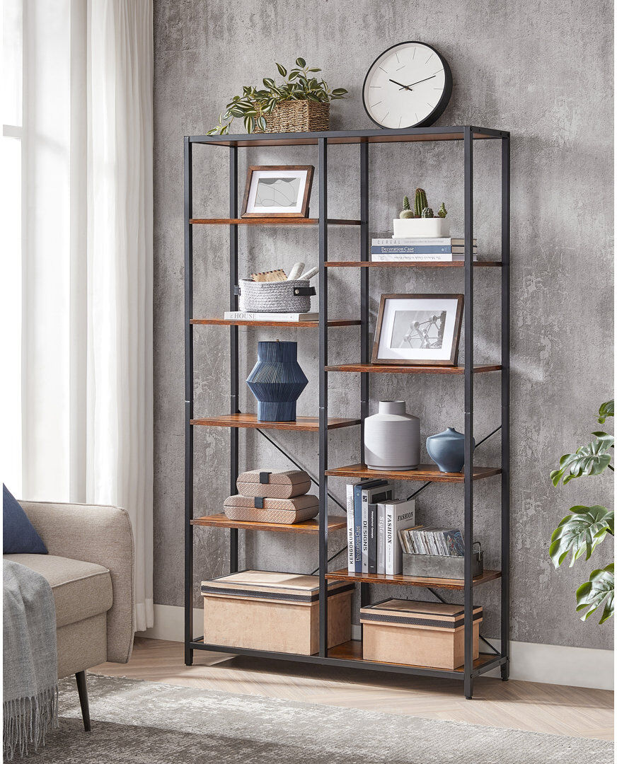 Borough Wharf Wauchula 170 cm H x 100 cm W Steel Library Bookcase Rustic Brown