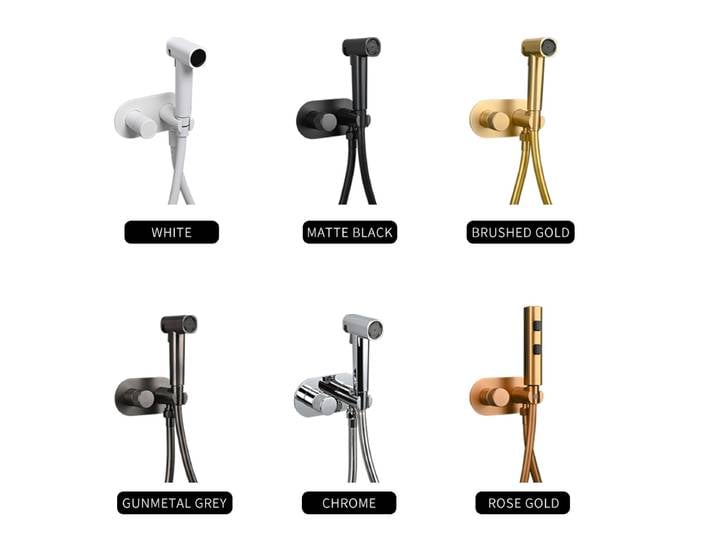 Laiton Portable Toilette Bidet Pulvérisateur Robinet Chaud Froid Eau Mélangeur Handheld Hygienic Douche Bidet Set Tête Robinet Toilettes Chrome Brossé Or Mat Noir Rose Or Multicolore Dans Mur