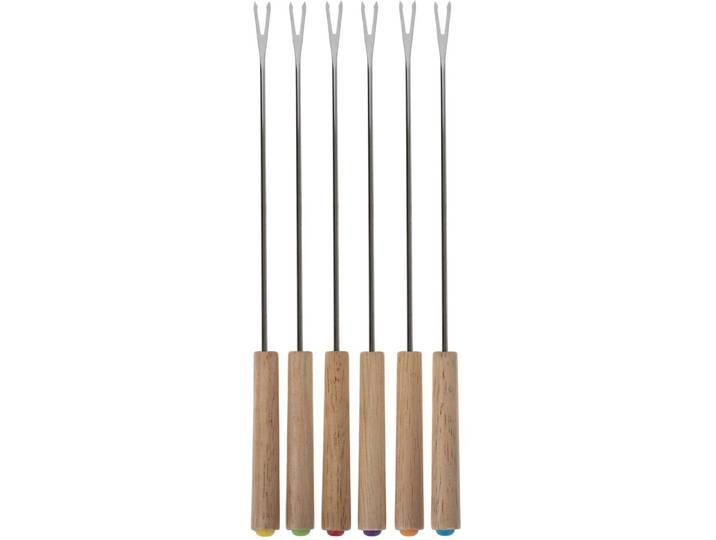 Fonduegabeln COCON Silber/Braun Edelstahl T 24 cm 6 Stk - Fonduegabeln