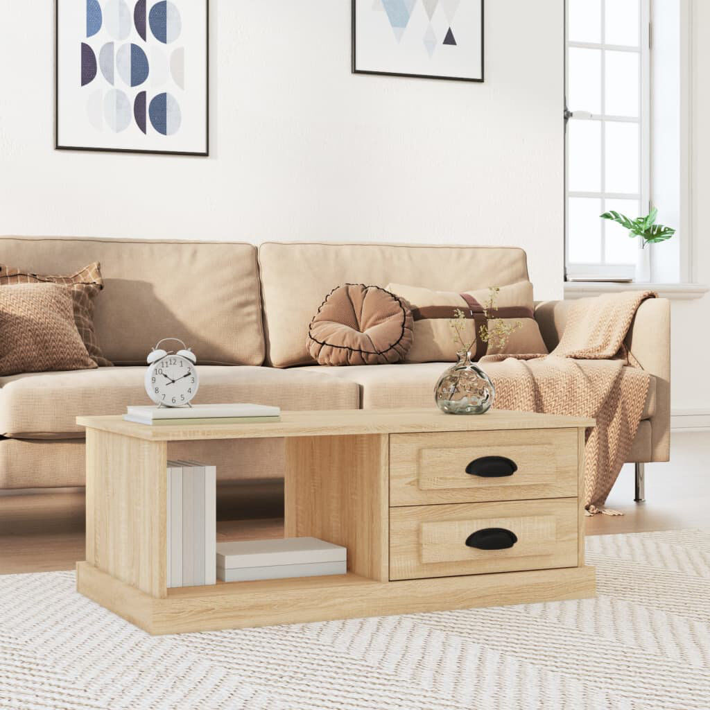 Marlow Home Co. Templeville Floor Shelf Coffee Table with Storage Sonoma Oak