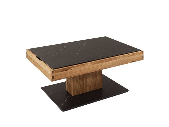 58 aufm Kessel Couchtisch Celestia 90x60x45 höhenverstellbar Wildeiche/Marmara Nero 16234 (Sparset, Tisch inkl. Versand)