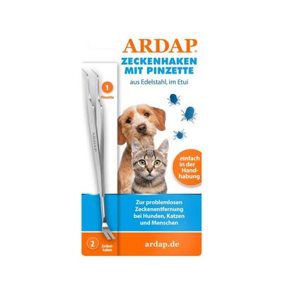 Ardap Zeckenhaken mit Pinzette aus Edelstahl 1 St
