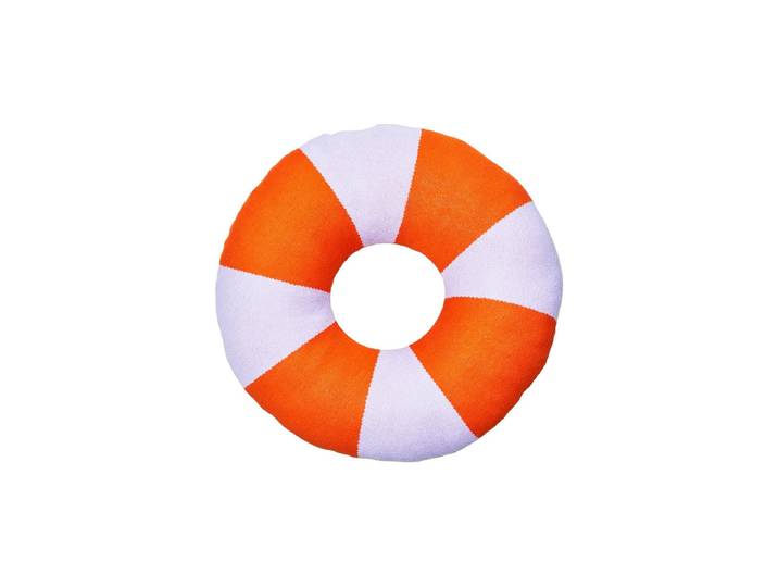 Dekokissen Chic Mic Gestricktes Donut , orange (orange, weiß), B:50cm L:50cm, Baumwolle, Dekokissen_Sitzkissen_Kissenhüllen, Dekokissen