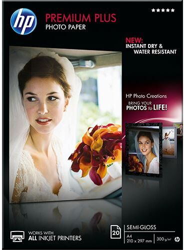 HP Papel Fotográfico Semi-Brilhante  Premium Plus - 20 Folhas   A4 - CR673A