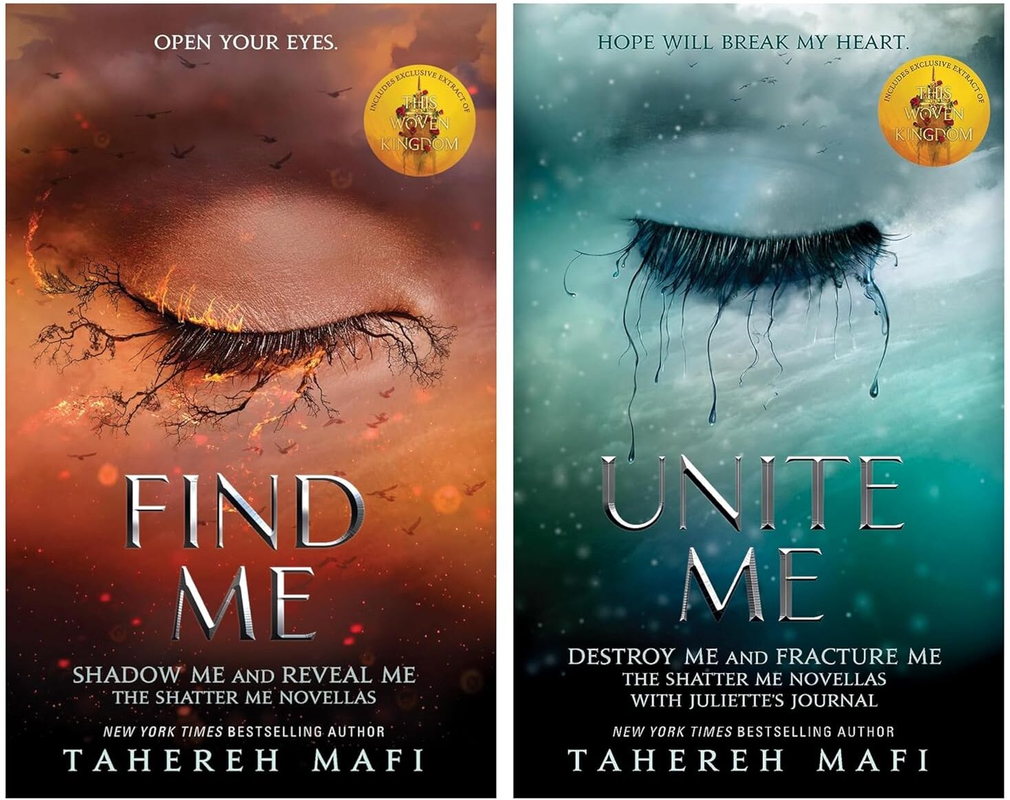 Electric Monkey Shatter Me Series 2 Books Collection Set (Find Me, Unite Me) by Tahereh Mafi - YA Paperback Companion Novellas, Ages 14+
