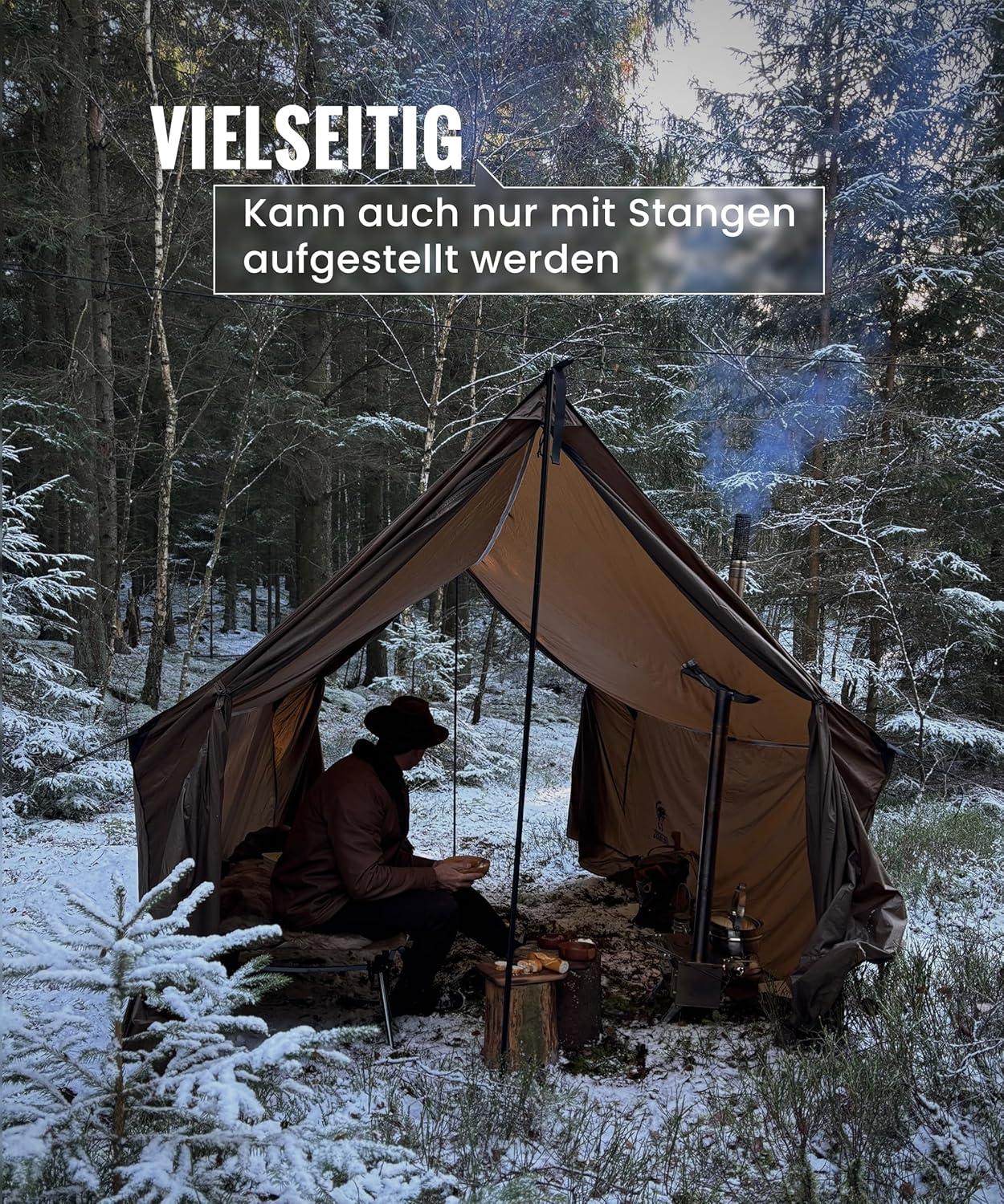 Trekkingzelt - Wasserdichtes Ripstop-Plane und Campingzelt, 3x3 Meter, in Braun