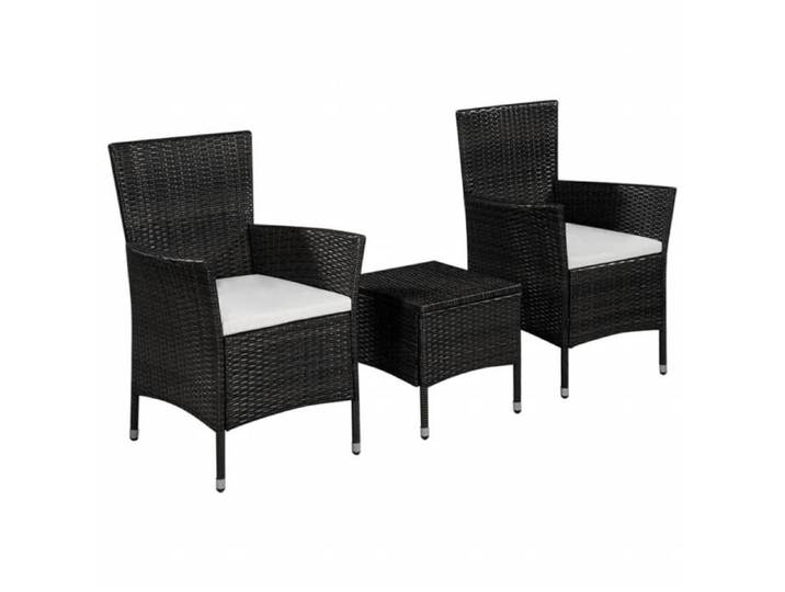 Lemon Mobilier de bistro 3 pcs - Résine tressée Noir - 41x41x42 cm 44094