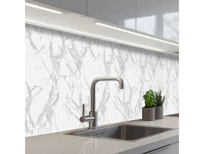 KitchenYeah crédence de cuisine Marbre Pur Veines Grises 350x60cm